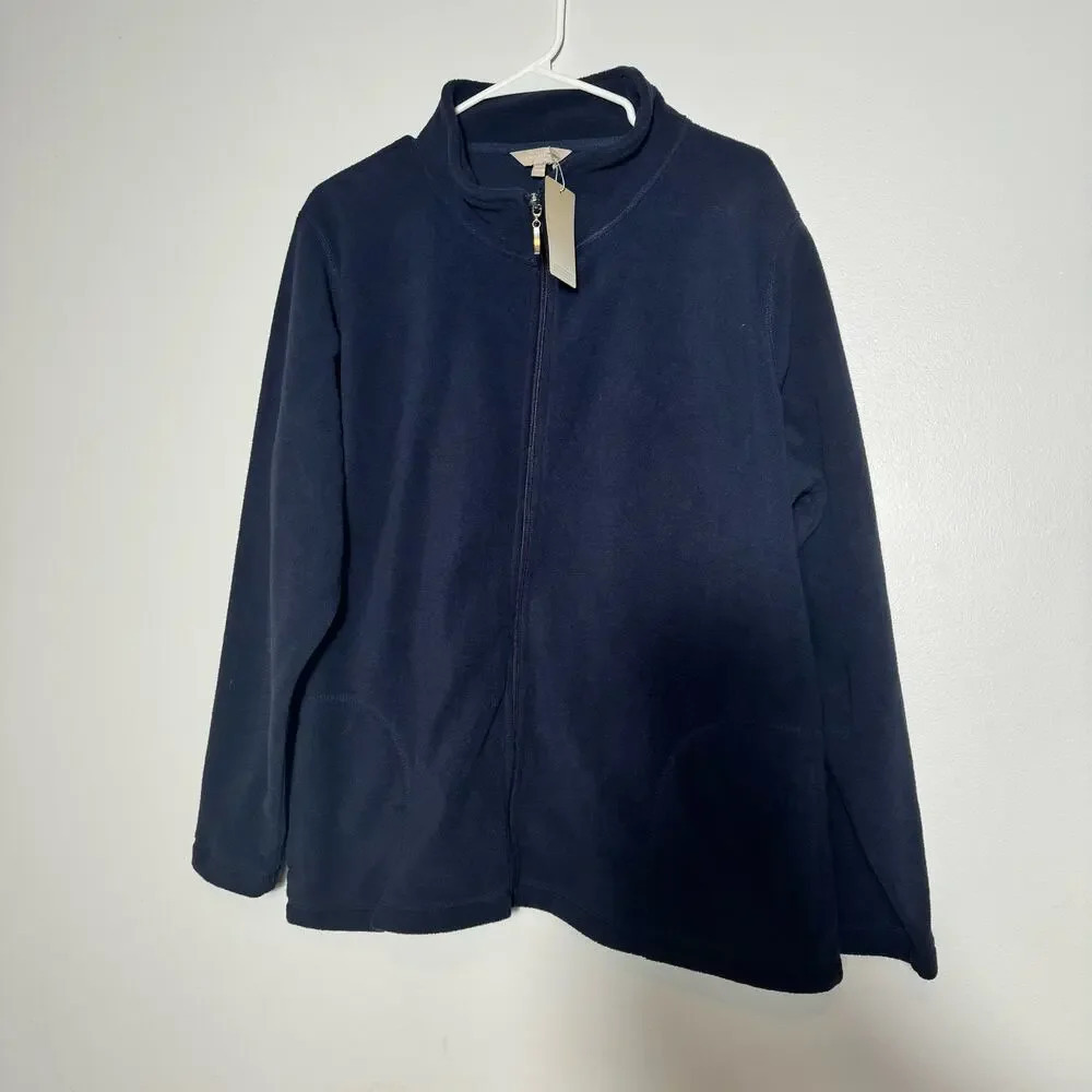 Anthology Unisex Navy Full‎ Zip Fleece Jacket Sweater Sz 16/18